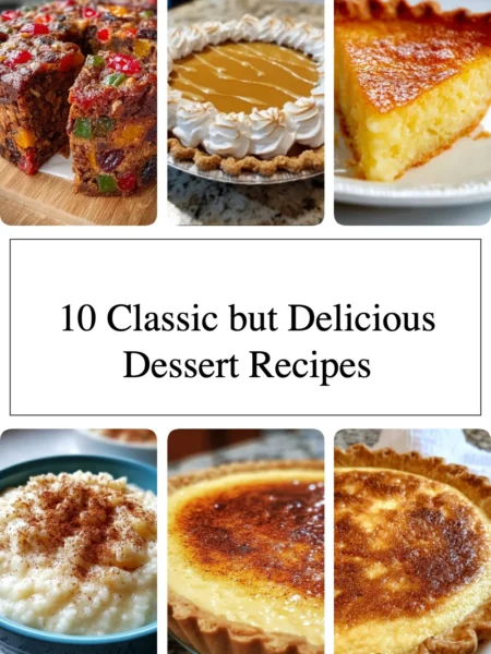 A variety of classic and delicious dessert recipes displayed on a table.