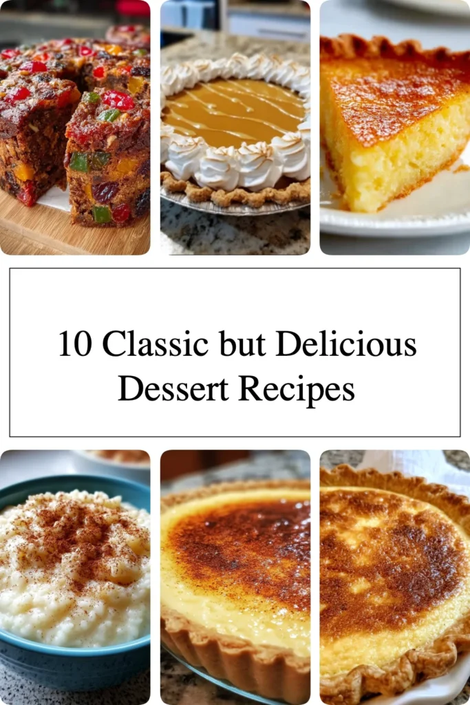 A variety of classic and delicious dessert recipes displayed on a table.