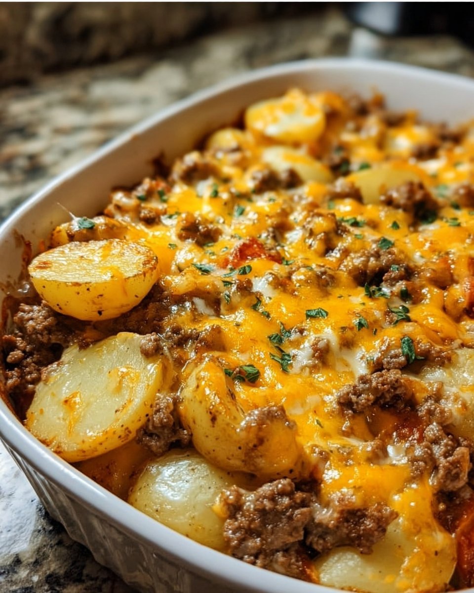 Cheesy Ground Beef & Potato Casserole