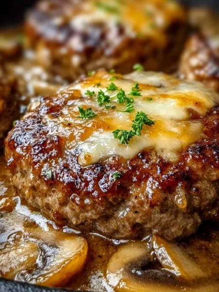Delicious Amish Hamburger Steak Bake served in a traditional dish