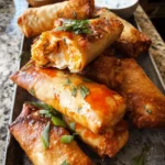 Baked Buffalo Chicken Egg Rolls with Cilantro Lime Ranch