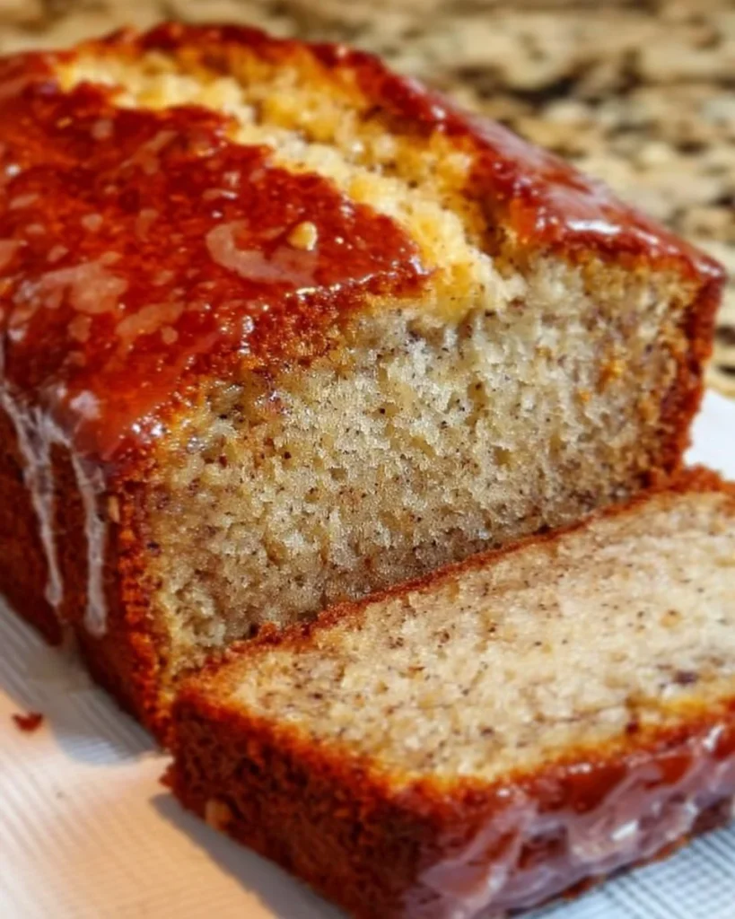 Delicious freshly baked banana bread on a wooden cutting board