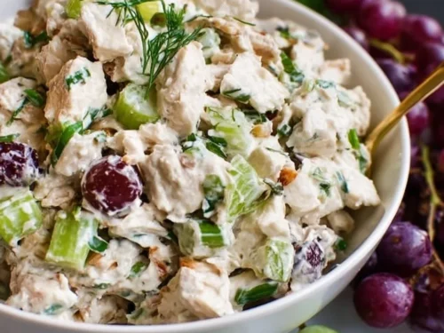 A delicious bowl of best chicken salad with fresh ingredients