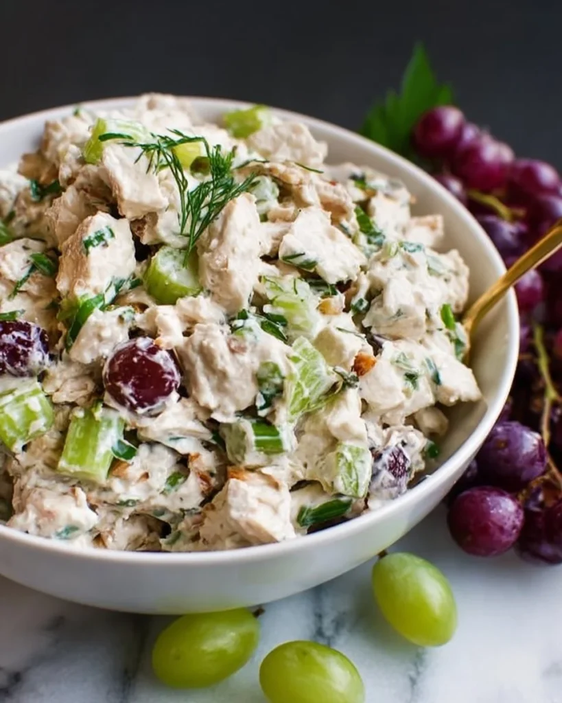 A delicious bowl of best chicken salad with fresh ingredients