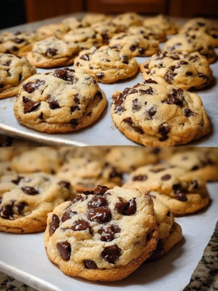 Plate of the best ever chocolate chip cookies fresh out of the oven