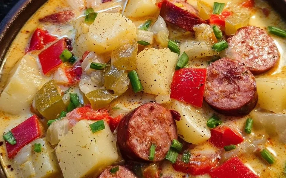 Bowl of flavorful Cajun Potato Soup garnished with parsley