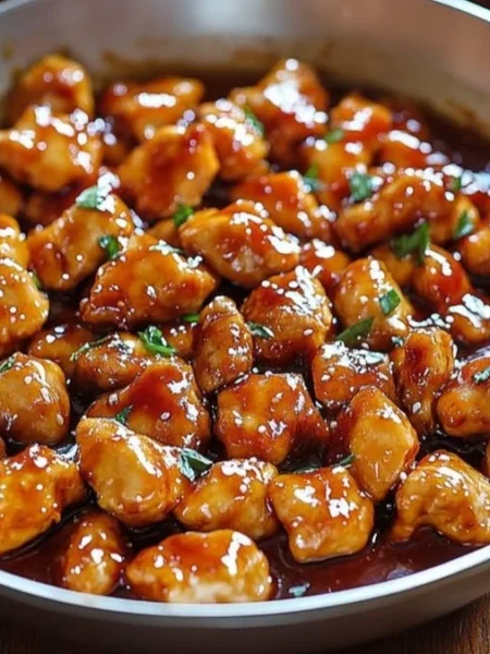 Delicious classic honey chicken dish served with vegetables