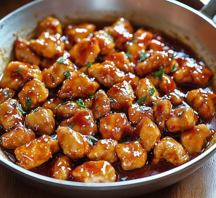 Delicious classic honey chicken dish served with vegetables