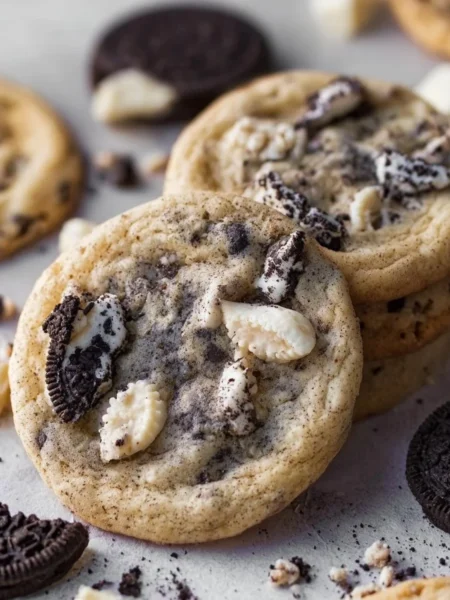 Delicious Cookies and Cream Cookie Recipe with creamy filling and chocolate cookies