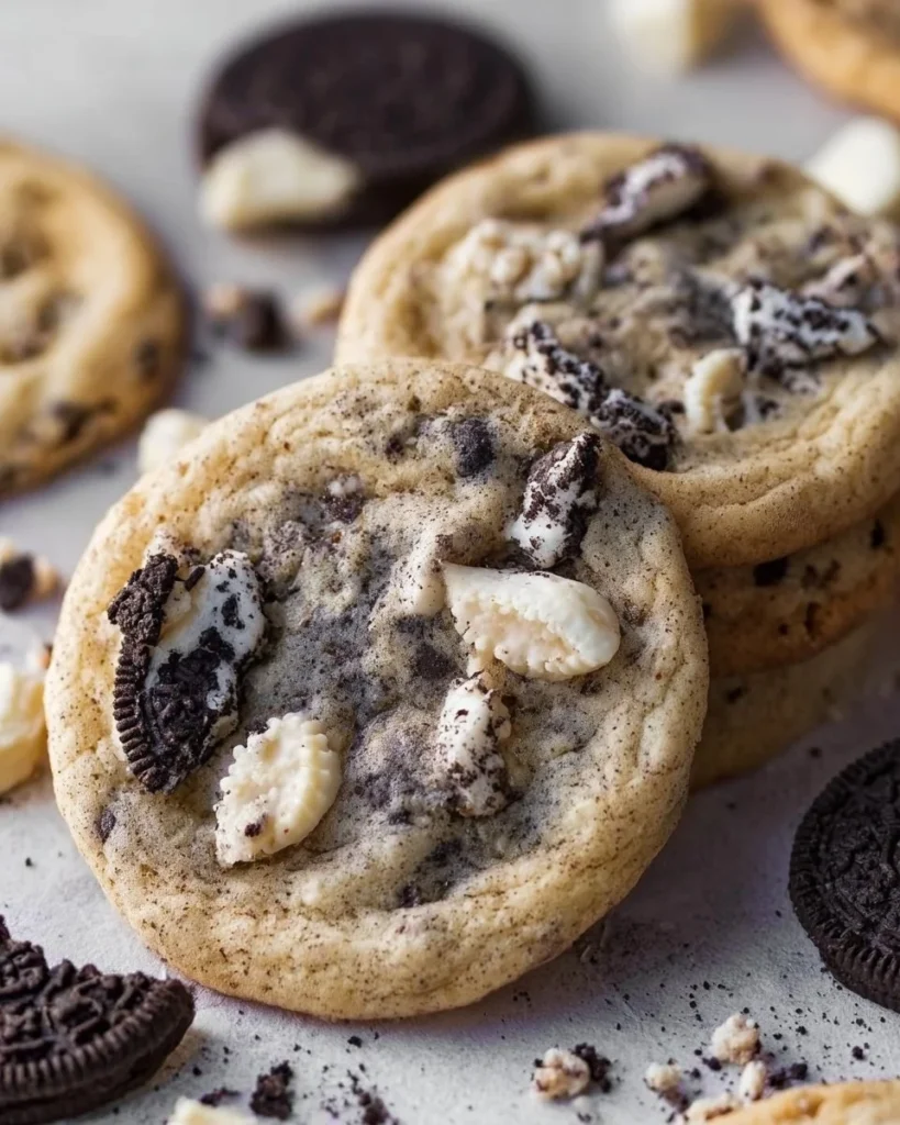 Delicious Cookies and Cream Cookie Recipe with creamy filling and chocolate cookies