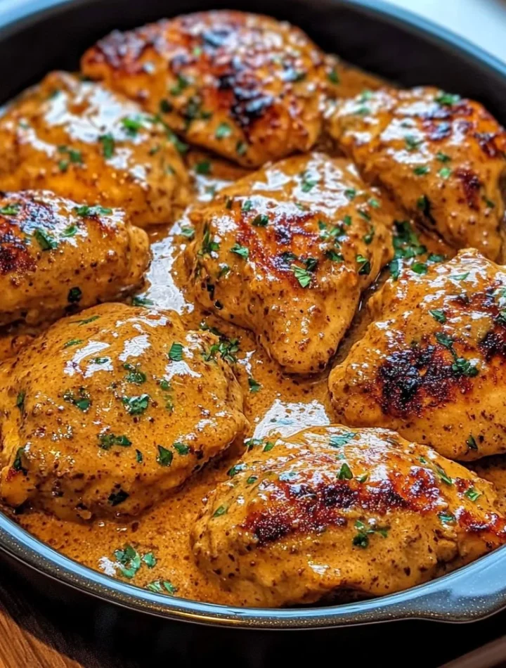 Delicious Cowboy Butter Chicken served in a bowl with rice and herbs