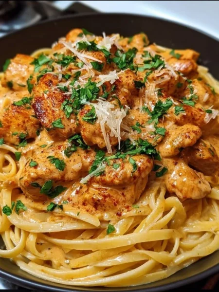 Cowboy Butter Chicken Linguine showcasing creamy butter chicken flavors with pasta.