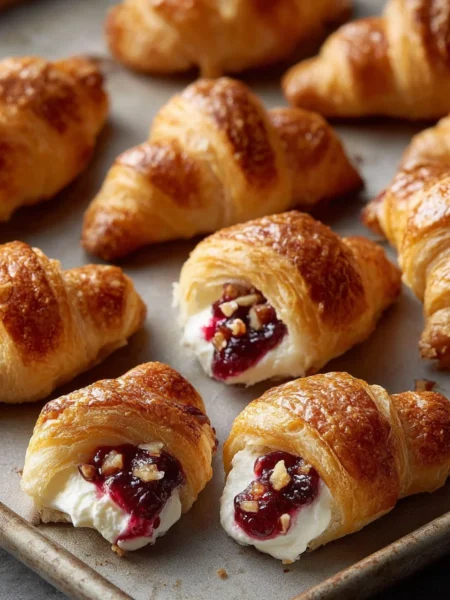 Cranberry Cream Cheese Bites on a platter, garnished with fresh herbs.