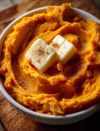 Creamy mashed sweet potatoes dish served in a bowl