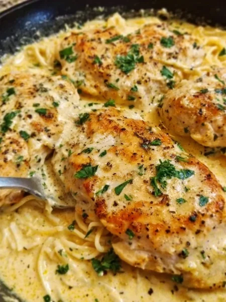 Crock Pot Angel Chicken recipe served in a bowl with herbs and side dishes