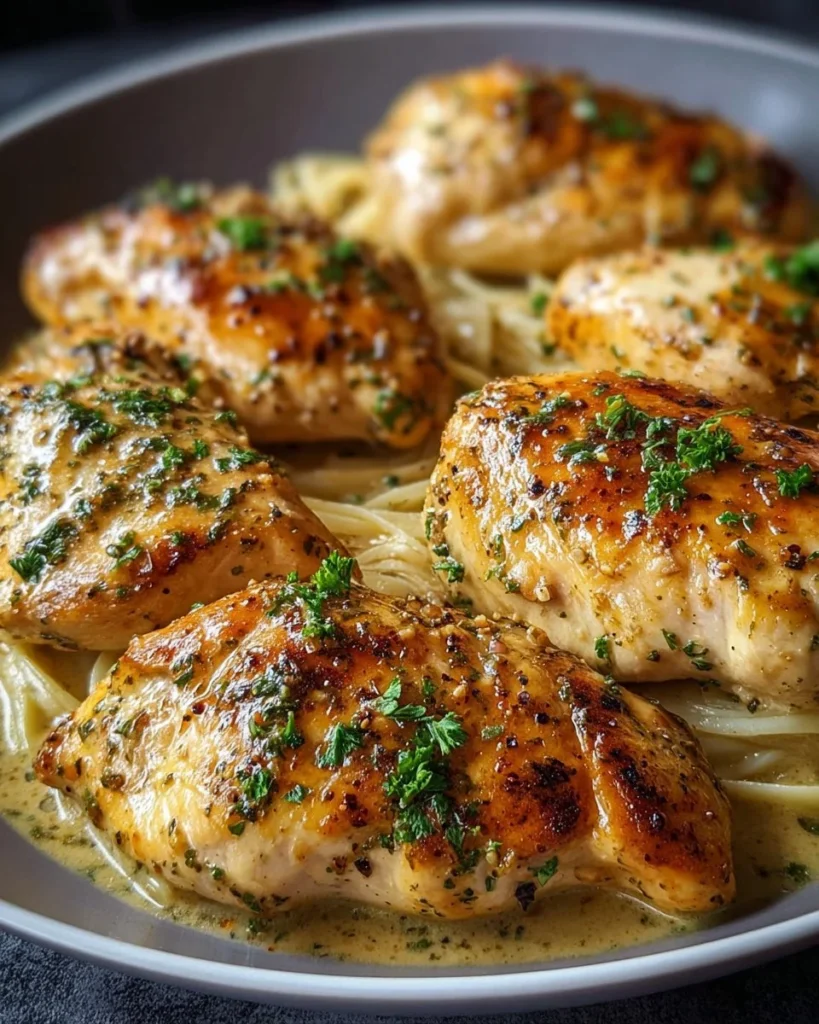 A bowl of Crock Pot Angel Chicken with herbs and spices, showcasing a comforting dish.