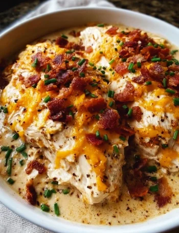 Crockpot Crack Chicken recipe with creamy sauce and shredded chicken