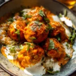 Crockpot Creamy Buffalo Chicken Meatballs