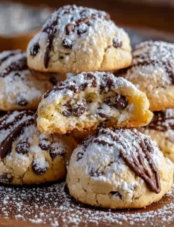 Delicious cannoli cookies filled with ricotta cream and dusted with powdered sugar.