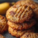 Delicious easy banana bread cookies on a rustic wooden table