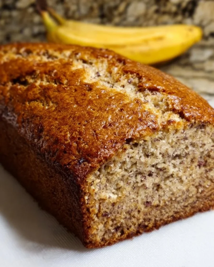 Homemade easy one bowl banana bread with ripe bananas