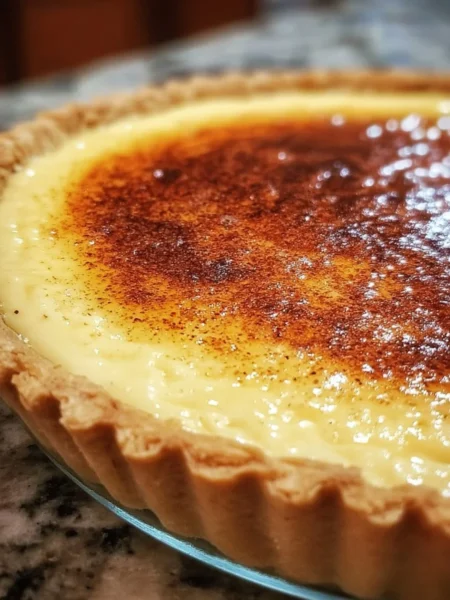 Delicious homemade Egg Custard Pie served on a plate