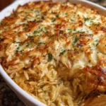 French Onion Chicken Orzo Casserole