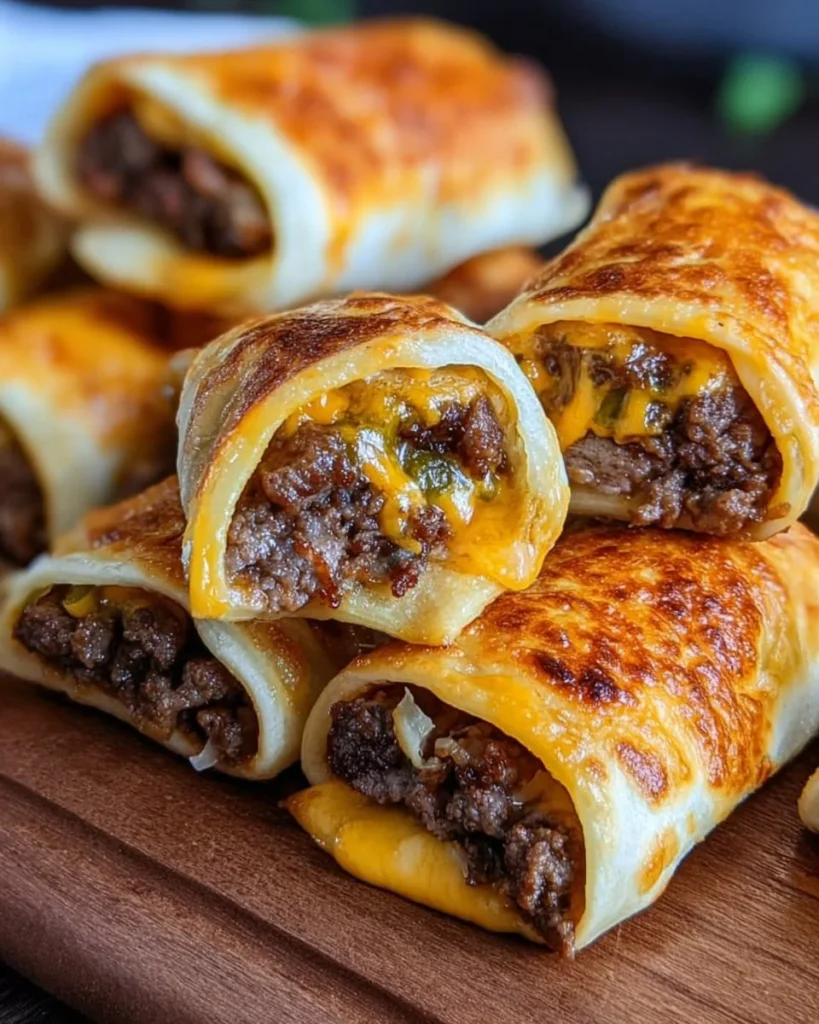 Delicious Garlic Butter Beef Cheeseburger Rollups, perfect for a satisfying meal.