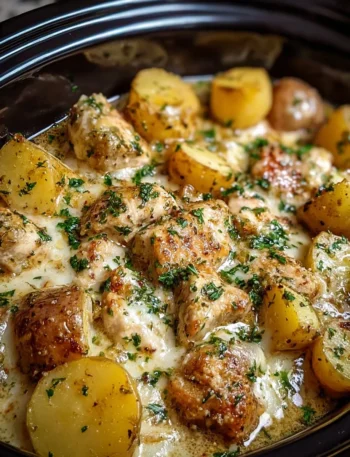 Garlic Parmesan Chicken with Potatoes in a crockpot