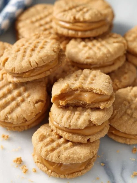 Homemade Nutter Butters Cookies on a plate, ready to be enjoyed.