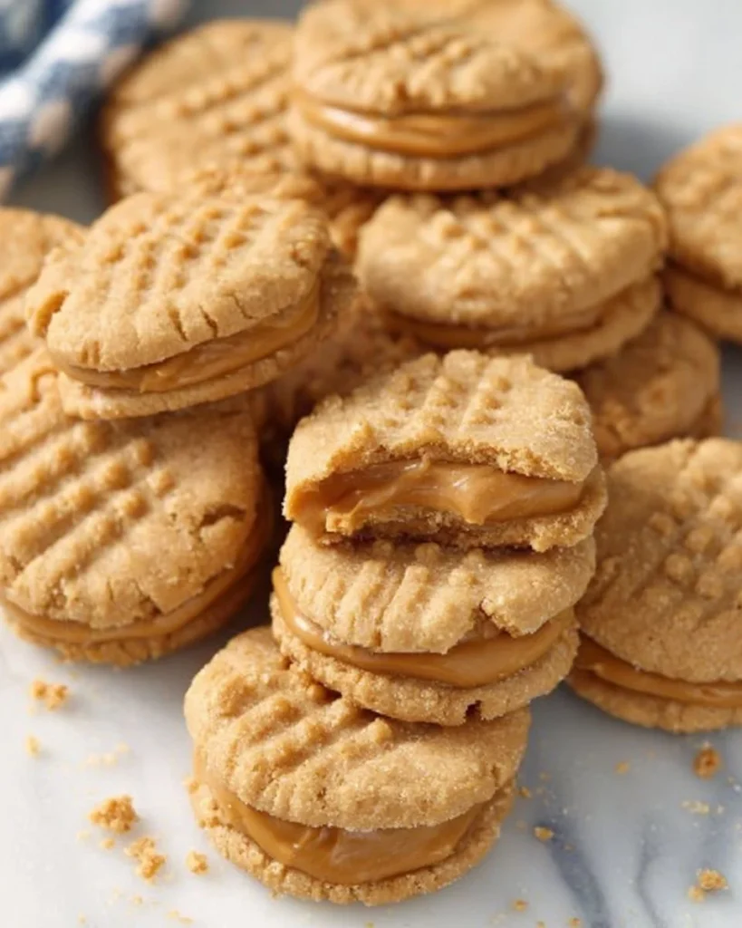Homemade Nutter Butters Cookies on a plate, ready to be enjoyed.