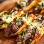 Keto Philly Cheesesteak Rolls with beef, cheese, and peppers in low-carb bread