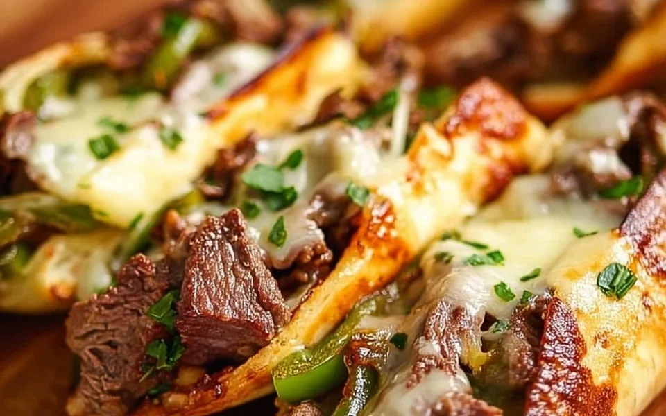 Keto Philly Cheesesteak Rolls with beef, cheese, and peppers in low-carb bread