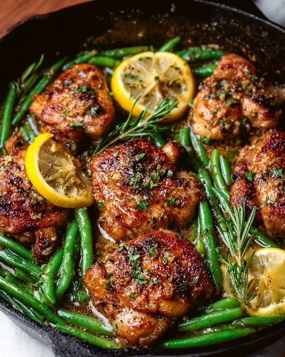 A delightful combination of buttery chicken and fresh green beans.