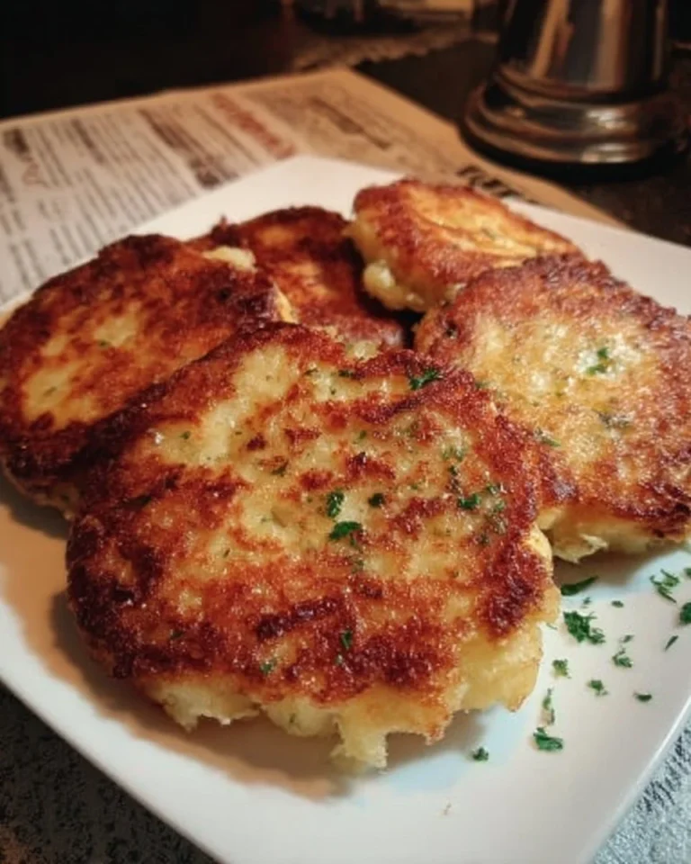 Old-fashioned potato cakes served with a side of dipping sauce