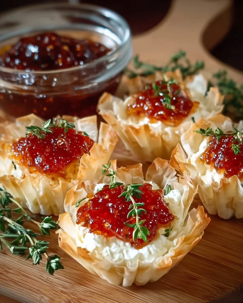 Cream cheese and pepper jelly dip served in a dish with crackers