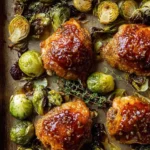 Sheet Pan Hot Honey Mustard Chicken and Crispy Brussels Sprouts