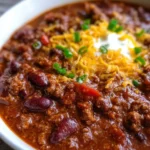 Delicious slow-cooker chili served in a bowl with toppings