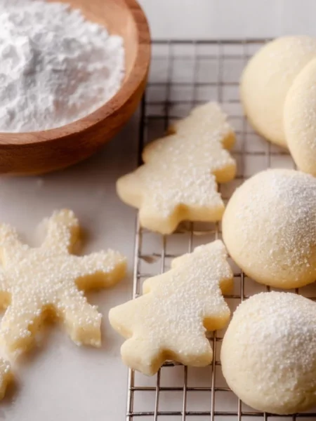 Plate of soft buttery sugar cookies with sprinkles on top