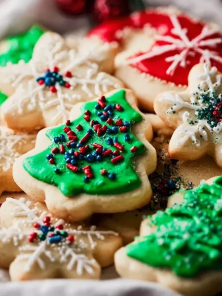Deliciously soft cutout sugar cookies decorated for a festive occasion