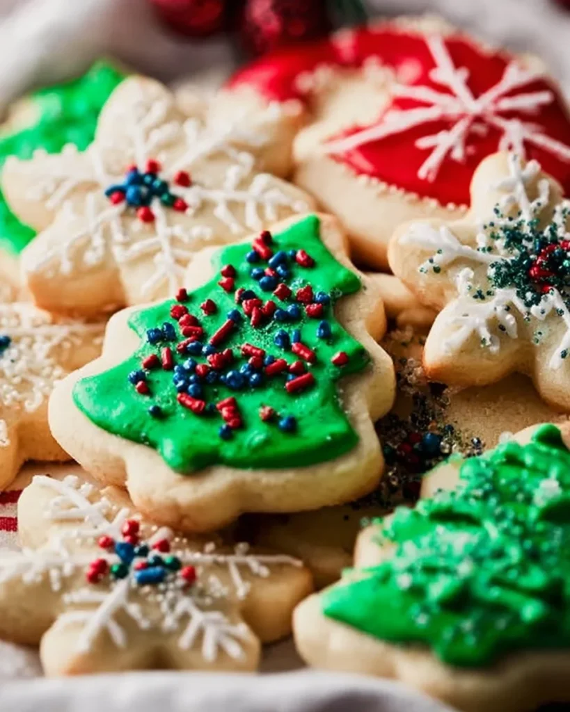 Deliciously soft cutout sugar cookies decorated for a festive occasion