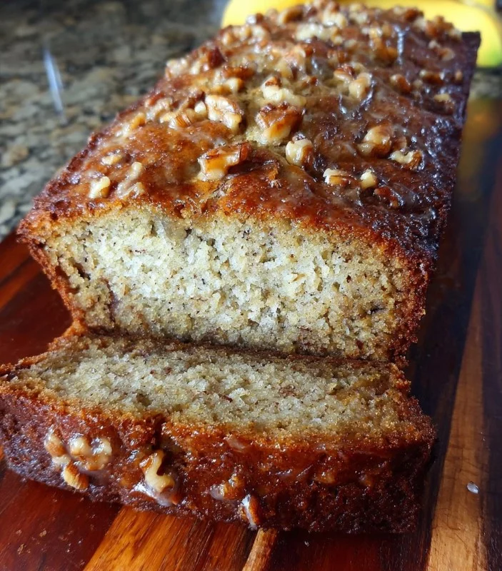 Delicious slice of Starbucks copycat banana bread on a plate