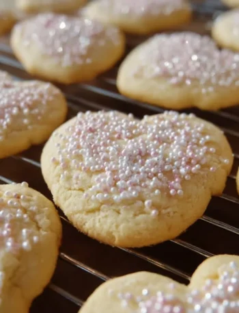 Freshly baked sugar cookies on a cooling rack