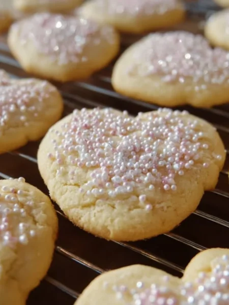 Freshly baked sugar cookies on a cooling rack