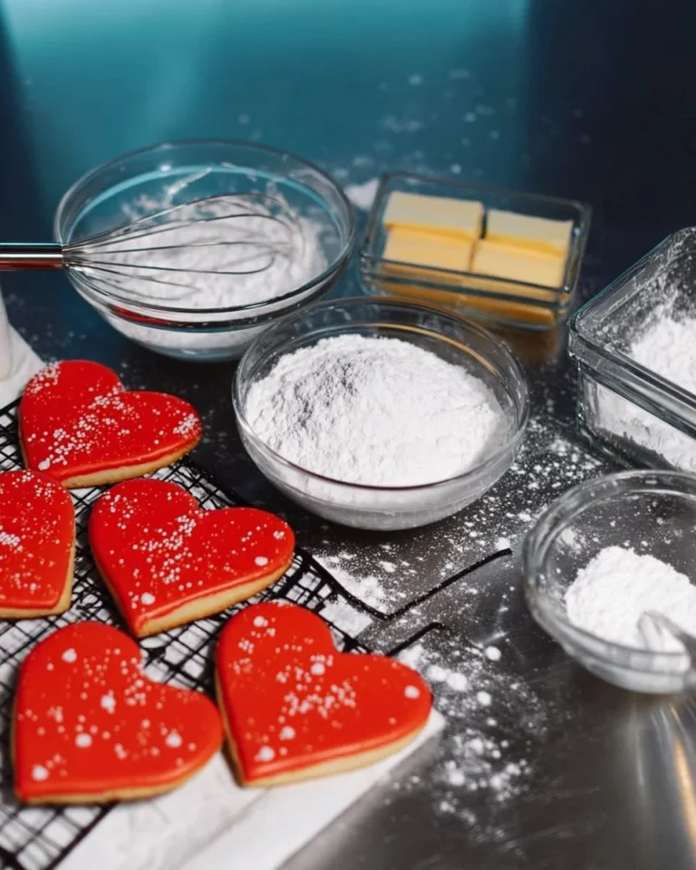 Decorated sugar cookies with royal icing in various colors and designs