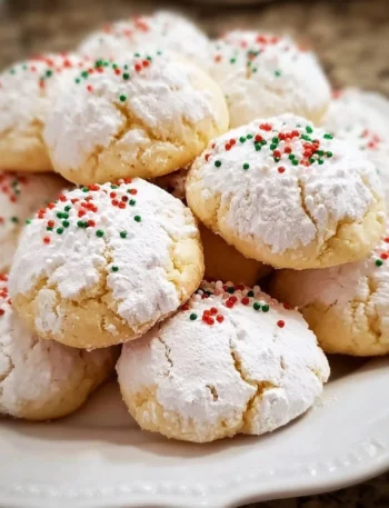 Plate of traditional Italian Christmas cookies decorated for the holidays