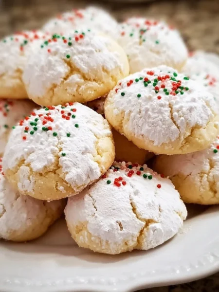 Plate of traditional Italian Christmas cookies decorated for the holidays