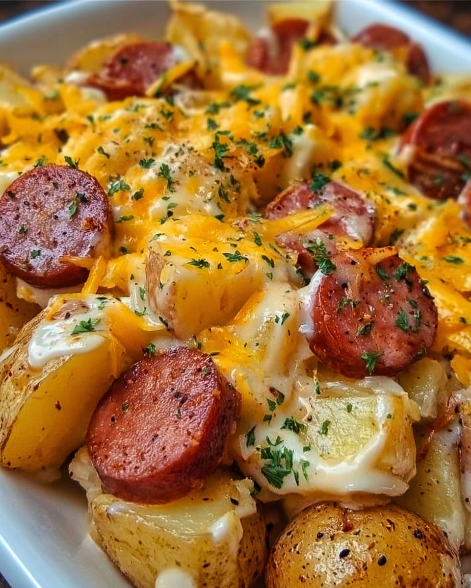 Cheesy Ranch Potatoes and Smoked Sausage