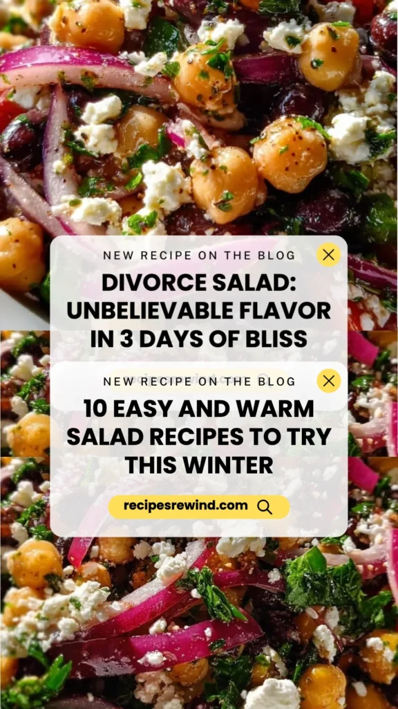 A variety of warm salads featuring colorful ingredients for winter