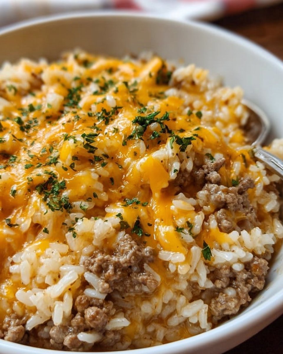 Cheesy Ground Beef and Rice Casserole